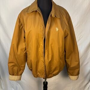 U.S. POLO ASSN Windbreaker Jacket Mens XL Khaki Lined Collar Full Zip